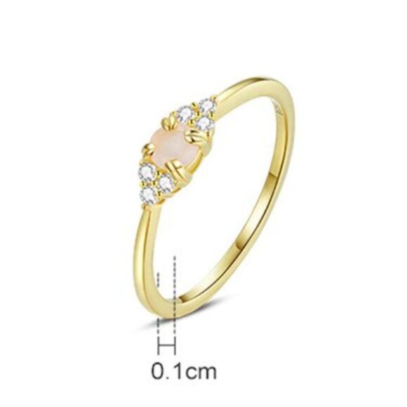 Yellow Gold Plated Sterling Silver Ring Size 7 Pink Lab Created Cubic Zirconia - Picture 16 of 16